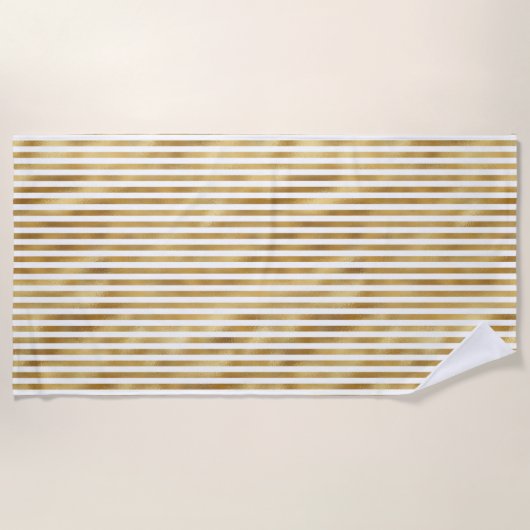 Gouden Cream Stripes Strandlaken (Voorkant)