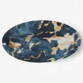 Gouden Crème Blauwe Koeienhuid Papieren Bordje (Gekanteld)