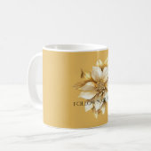 Gouden Crème Bloem Koffiemok (Voorkant links)
