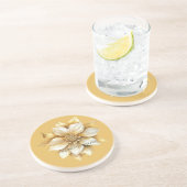 Gouden Crème Bloem Zandsteen Onderzetter (Zijkant)