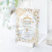 Gouden Crème Bloemige Quinceanera