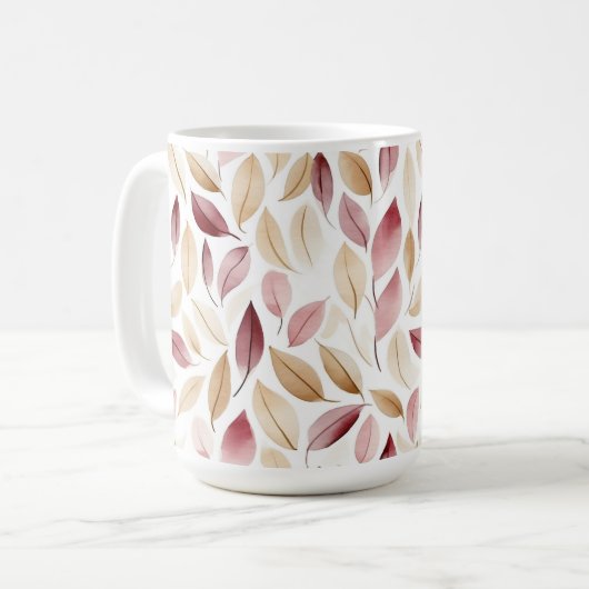 Gouden Crème Blush Rode Bladeren  Koffiemok (Voorkant links)
