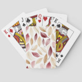 Gouden Crème Blush Rode Bladeren  Pokerkaarten (Achterkant)