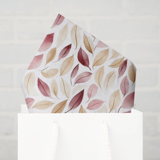 Gouden Crème Blush Rode Bladeren Verjaardag Tissuepapier (Cadeauzakje)