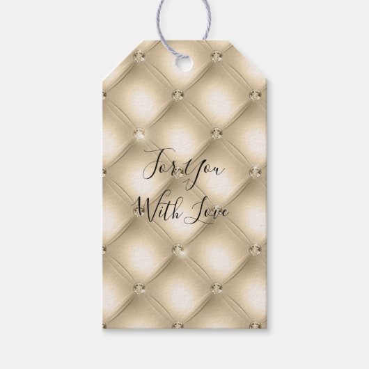 Gouden Crème Champagne Diamant Cadeaulabel (Voorkant)