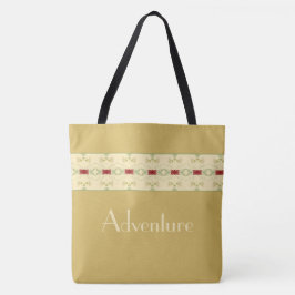 Gouden crème en groen tote bag
