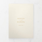 Gouden crème foto bruiloft RSVP details QR code Drieluik Uitnodiging (Cover)