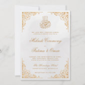 Gouden  Crème Islamitische Henna Mehndi Ceremonie Kaart (Voorkant)