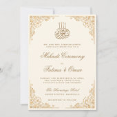 Gouden  Crème Islamitische Moslim Mehndi Ceremonie Kaart (Voorkant)