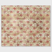 Gouden Crème Leopard Rode Lippen Cadeaupapier (Vlak)