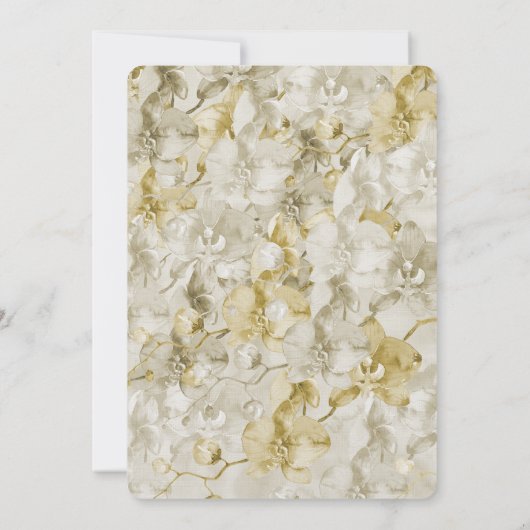Gouden Crème Orchidee Bloemen Romantische Huwelijk Kaart (Achterkant)