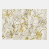 Gouden Crème Orchideeën Bloemen Bruids Shower Inpakpapier Vel (Voorkant 2)