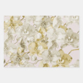 Gouden Crème Orchideeën Bloemen Bruids Shower Inpakpapier Vel (Voorkant)