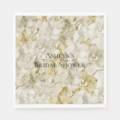 Gouden Crème Orchideeën Bloemen Bruids Shower Servet (Voorkant)