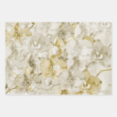 Gouden Crème Orchideeën Bloemen Bruiloft Inpakpapier Vel (Voorkant 3)