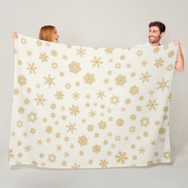 Gouden Crème Sneeuwvlokken Witte Kerstmis Fleece Deken
