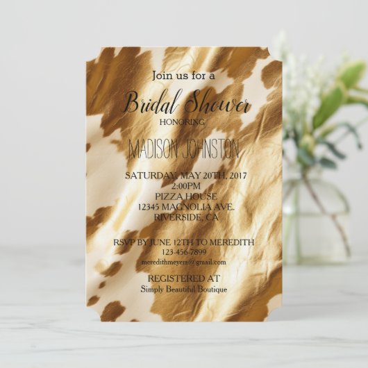 Gouden Crème Western Koeienhuid Kaart (Staand voorkant)