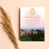 Gouden Crest Waterverf Toscane Italië Bruiloft Kaart