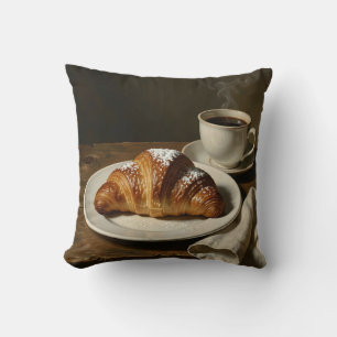 Gouden Croissant Koffie Stilleven Kussen