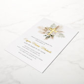 Gouden Cross Pampas Toewijding Folie Uitnodiging (Gedraaid)