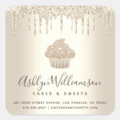 Gouden Cupcake Bakkerij Pastry Chef Glitter Drips  Vierkante Sticker (Voorkant)