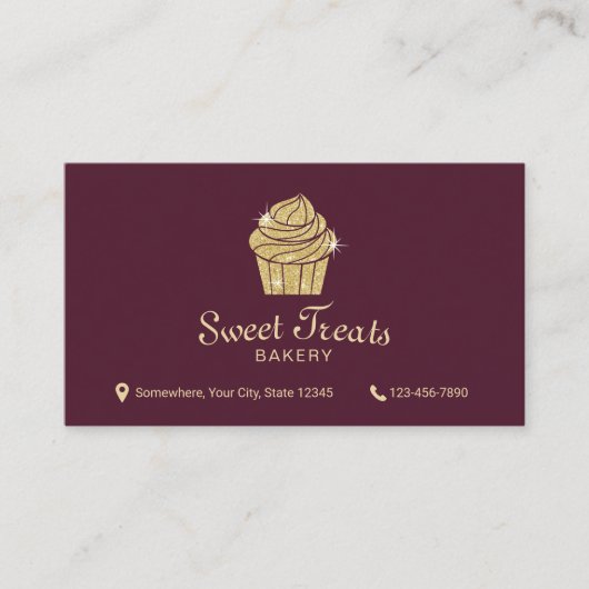 Gouden Cupcake Bakkerij Sweet Treats Bourgogne Roo Visitekaartje (Voorkant)