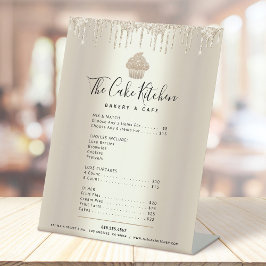 Gouden Cupcake Glitter Drips Bakkerij Menu Prijsli Reclamebord Met Voetstuk