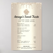 Gouden Cupcake Glitter Druppels Bakkerij Gebak Che Poster (Voorkant)