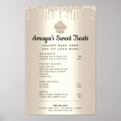 Gouden Cupcake Glitter Druppels Bakkerij Gebak Che Poster (Voorkant)