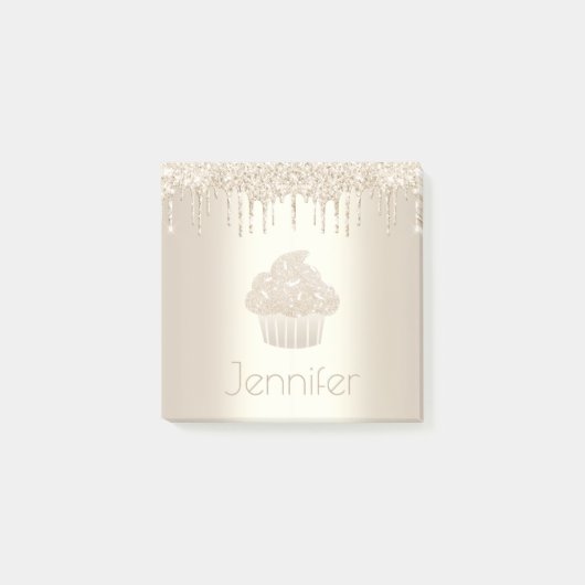 Gouden cupcake glitter druppels moderne gewaagde m post-it® notes (Voorkant)
