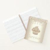 Gouden cupcake glitter druppels naam glam eenvoudi notitieboek (Binnen)
