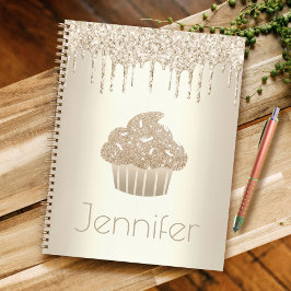 Gouden cupcake glitter druppels naam glam eenvoudi notitieboek