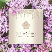 Gouden Cupcake Pastry Bakery Chef Glitter Drips Ch Vierkante Visitekaartje