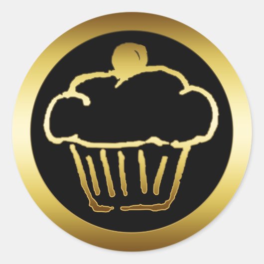 GOUDEN CUPCAKE RONDE STICKER (Voorkant)