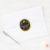 GOUDEN CUPCAKE RONDE STICKER (Envelop)