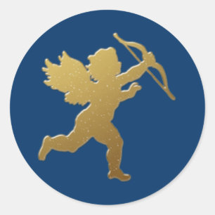 Gouden Cupido Ronde Sticker