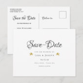 Gouden Cupido's Elegante Script Bewaar de Datum Aankondigingskaart (Voorkant / Achterkant)
