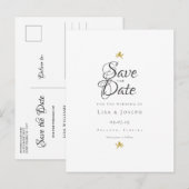Gouden Cupido's Elegante Script Bewaar de Datum Aankondigingskaart (Voorkant / Achterkant)