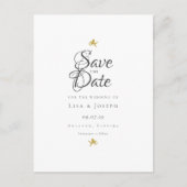 Gouden Cupido's Elegante Script Bewaar de Datum Briefkaart (Voorkant)