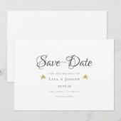 Gouden Cupido's Elegante Script Bewaar de Datum Kaart (Voorkant / Achterkant)
