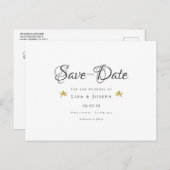 Gouden Cupido's Elegante Script Sla de Datum Op Briefkaart (Voorkant / Achterkant)