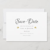 Gouden Cupido's Moderne Elegante Script Bruiloft Save The Date (Voorkant)