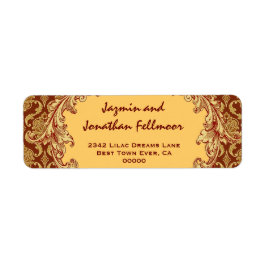 Gouden  Curlicue Damask S455 Etiket