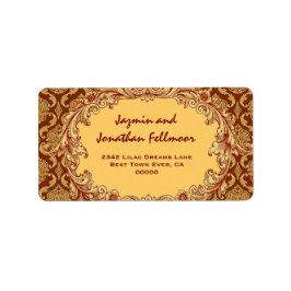 Gouden Curlicue Damask S455 Etiket