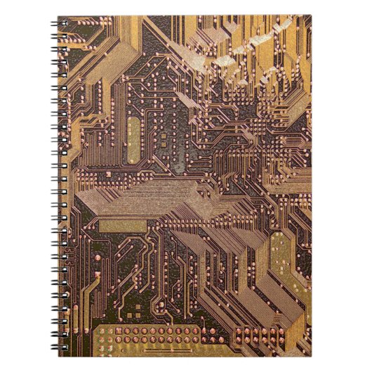Gouden Cyber Circuit Board Tech Kunst Elektronica Notitieboek (Voorkant)