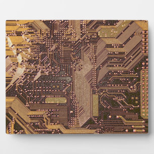 Gouden cyber circuit printplaat tech kunst elektro fotoplaat