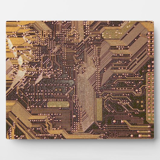 Gouden cyber circuit printplaat tech kunst elektro fotoplaat (Voorkant)
