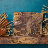 Gouden cyber circuit printplaat tech kunst elektro fotoplaat (Zijkant)