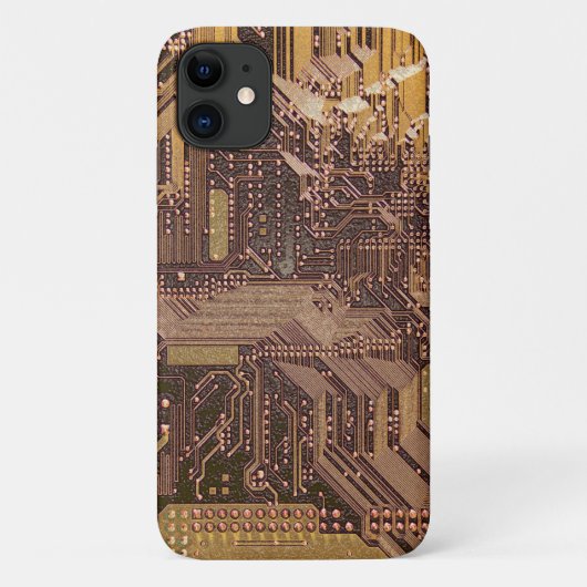 Gouden cybercircuit printplaat tech kunst elektron Case-Mate iPhone case (Achterkant)