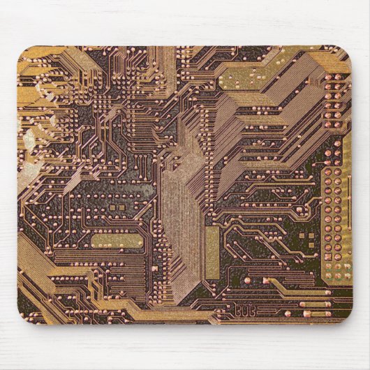 Gouden cyberprintplaat Tech Kunst Elektronica Muismat (Voorkant)